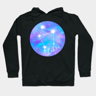 Libra zodiac sign test. Constellation on galaxy background Hoodie